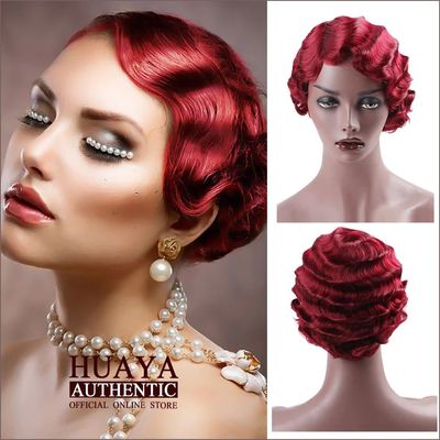 Synthetic Short Finger Wave Wig Vintage Wigs For Women Heat