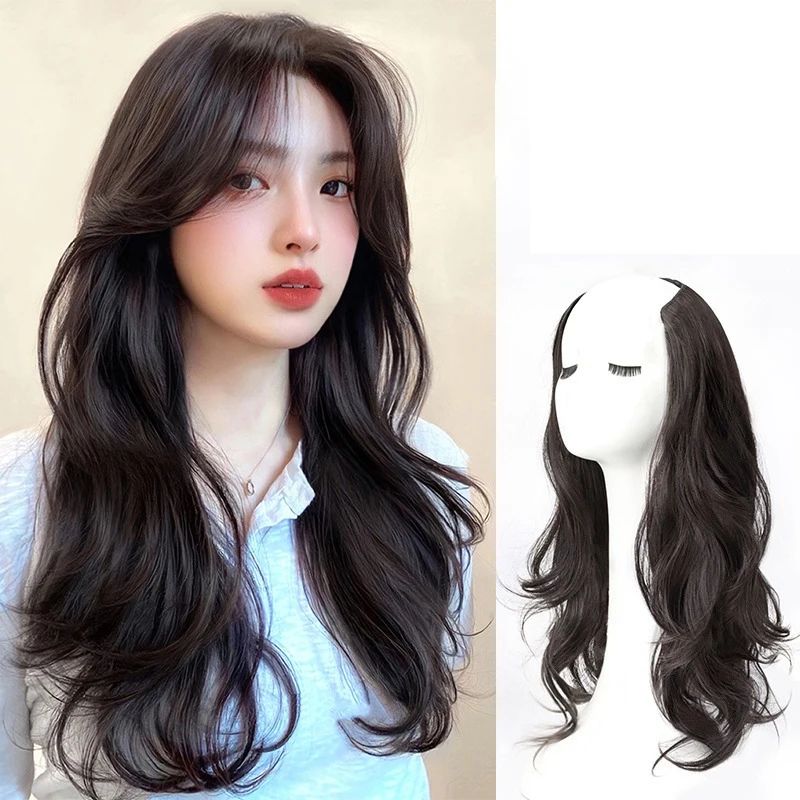 Synthetic Women Long Curly Invisible Seamless V-shaped Wig S