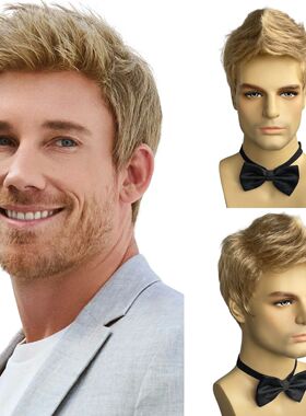 BCHR Mens Blonde Wigs Natural Fluffy Layered Synthetic Hair