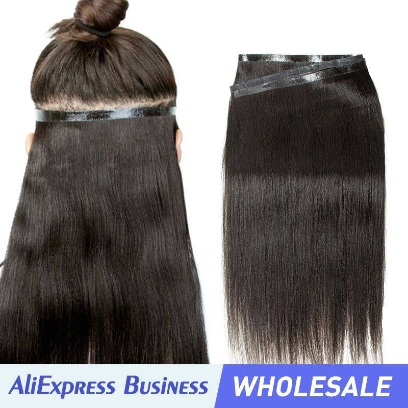 Long PU Weft Yaki Straight Tape In Hair Extensions Human Hai