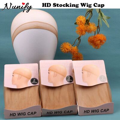 2Pcs Hd Stocking Cap Invisible Hair Cap Stretch Mesh Hairnet