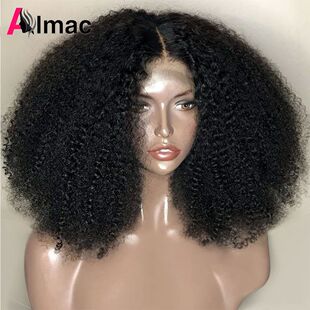 250% Density Afro Kinky Curly Human Hair Wigs For Women Indi