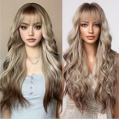 HENRY MARGU Blonde Brown Synthetic Wigs Long Layered Wavy Wi
