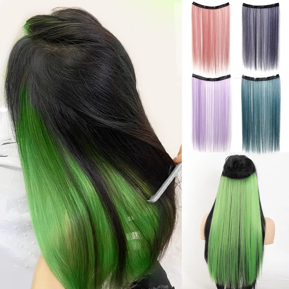 20 Inch Long Synthetic Straight Clip-In Hair Extensions for