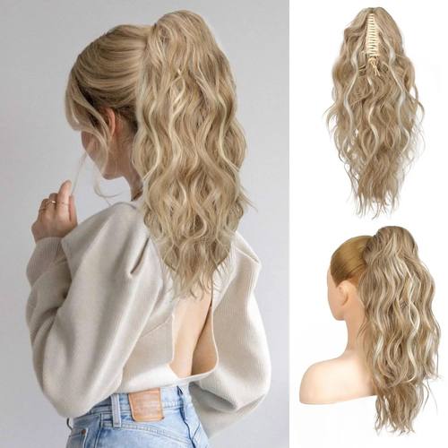 Ponytail hair extensions, 45cm claw clip ponytail, wavy curl