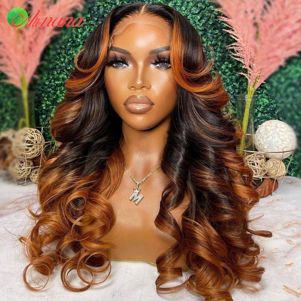Ombre Ginger Brown Colored 13x6 HD Transparent Lace Frontal