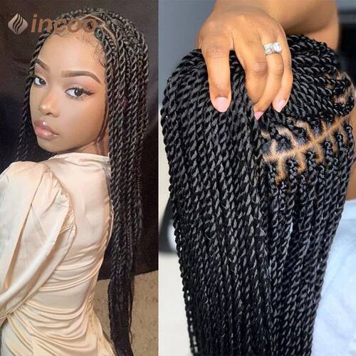 Full Lace Frontal Wigs Synthetic Twist Braided Wigs For Blac