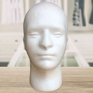 Male Mannequin Head Round Base Lightweight Foam Wigs Head Mo