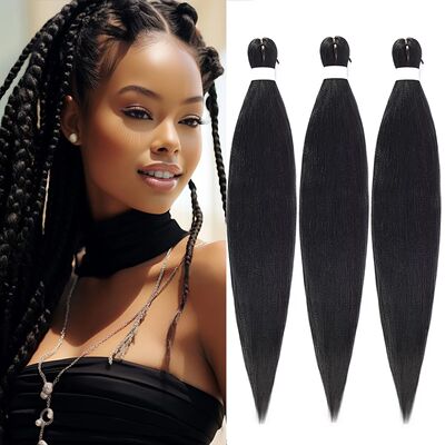 Pre Stretched Synthetic Braiding Hair 3Pcs Natural Black Bra