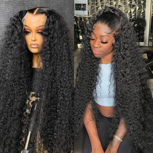 34 Inch Deep Wave Frontal Wig Transparent 13x4 13x6 HD Lace