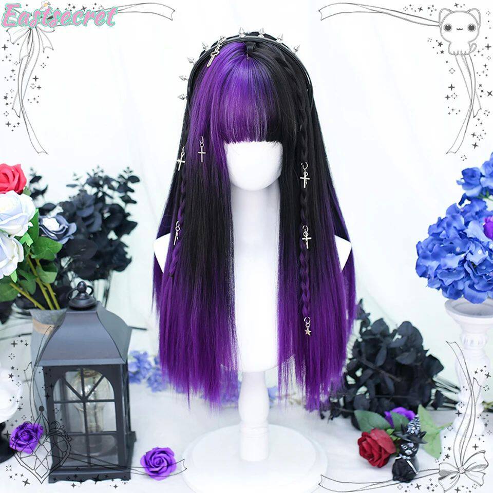 EASTSECRET Synthetic Long Straight Lolita Wig with Black Pur