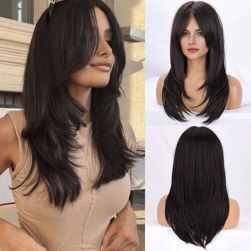 Long Synthetic Black Straight Wigs for Women 22 inch Glueles