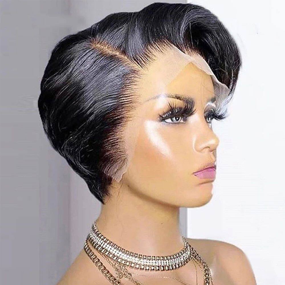 Short Pixie Cut Wig Human Hair Straight Hair 13x4x1 T Part L