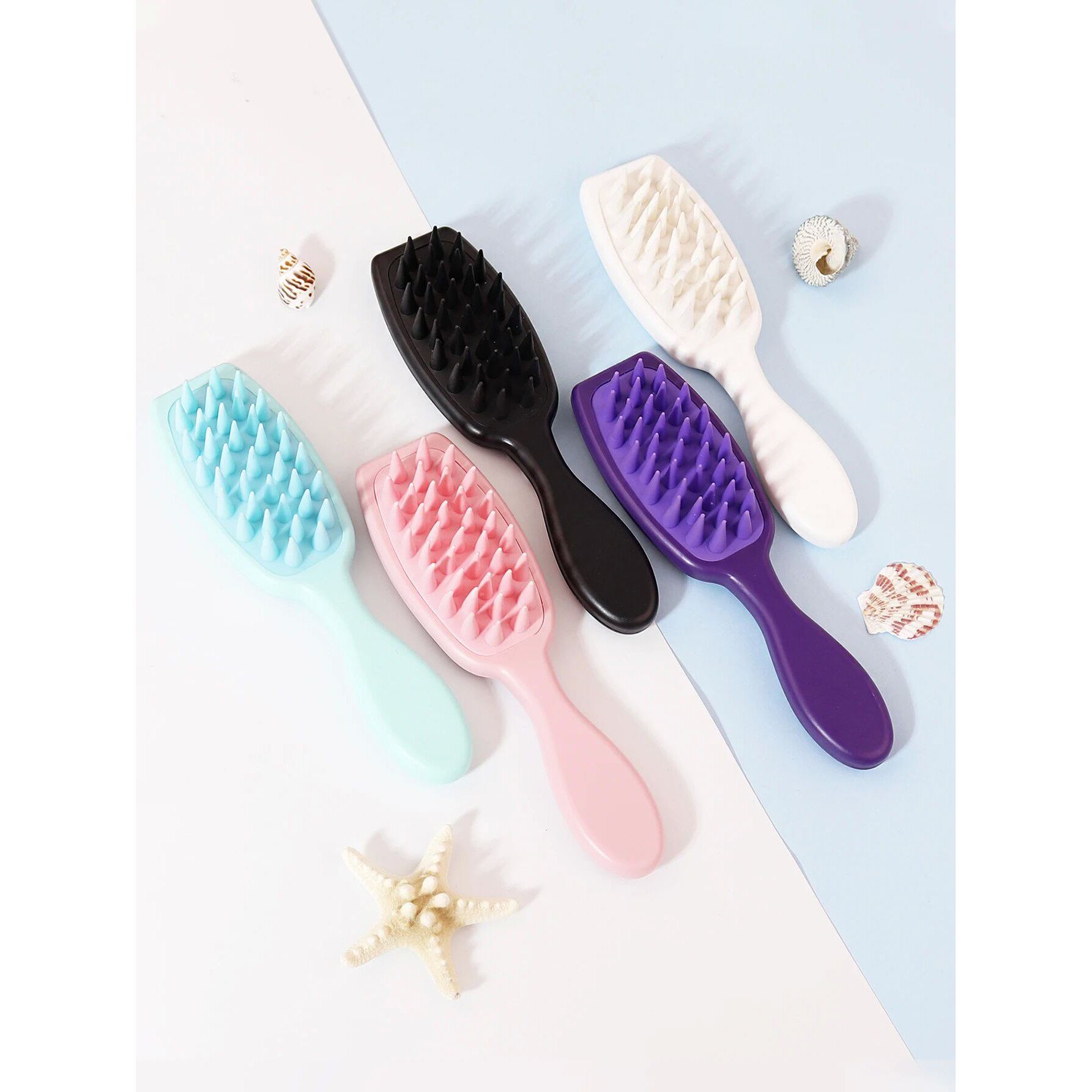 1PCS long handled shampoo brush, silicone scalp massage comb