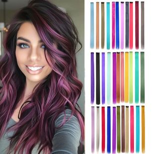 10PCS/Pack Colored Party Highlights Clip in Hair Extensions
