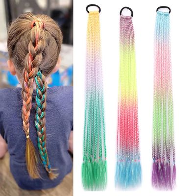 Synthetic Colored Braids Hair Extensions with Rubber Bands R