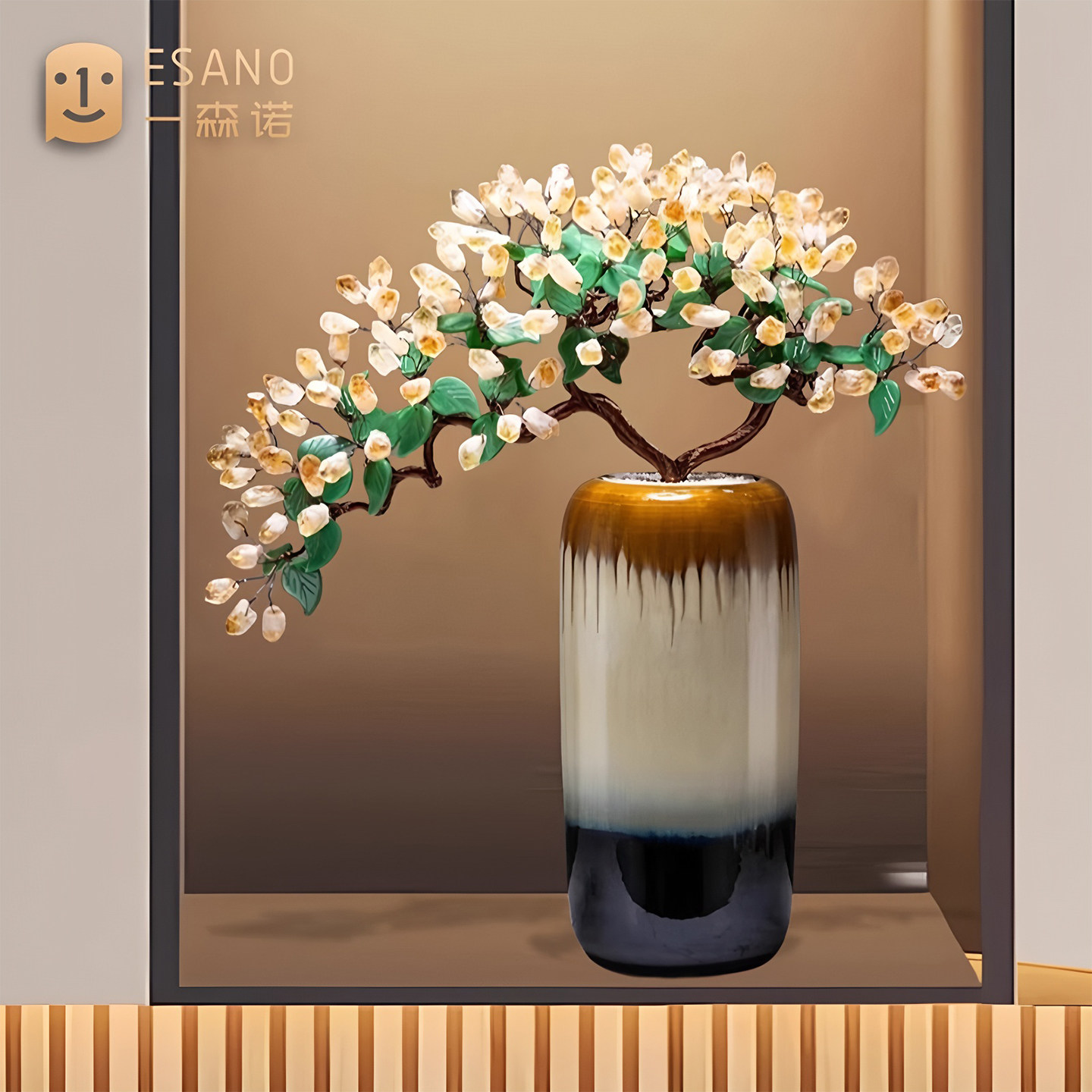 黄水晶发财树招财摆件客厅电视柜玄关柜壁龛轻奢高档乔迁新居礼品,家居饰品,装饰摆件,淘宝优惠券,粉丝福利购,淘宝优惠卷