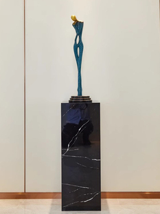 白色长方形岩板摆台底座摆件客厅玄关电视柜落地石墩柱子雕塑台