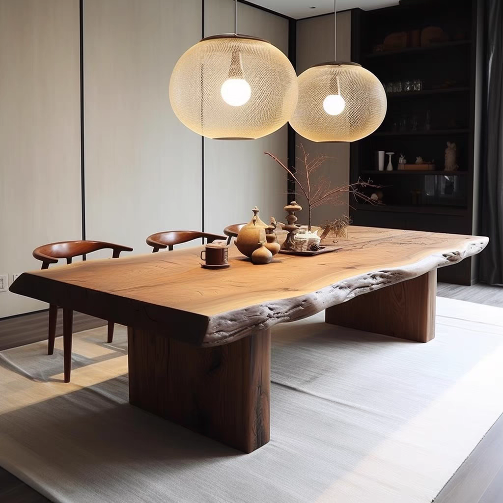 侘寂风实木茶桌茶台禅意整块大板