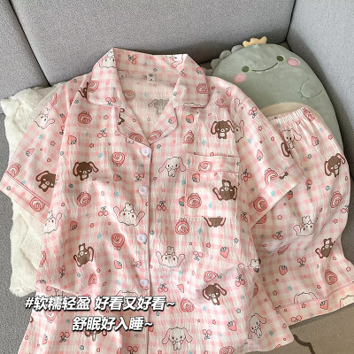 儿童睡衣女短袖夏天小女孩2025新款夏季公主风甜美女童家居服套装