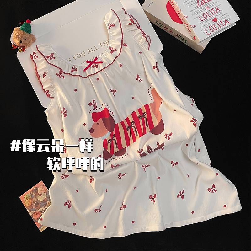 2025新款女童睡裙短袖纯棉儿童大童公主小女孩睡衣夏季薄款家居服