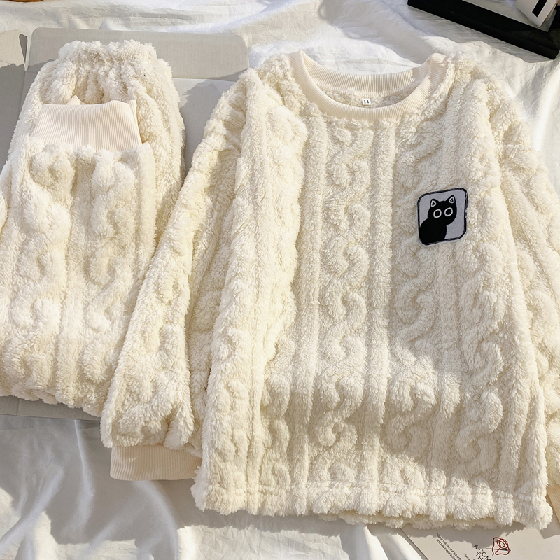 女童睡衣秋冬季珊瑚绒加厚保暖法兰绒2025新款儿童家居服女孩冬款