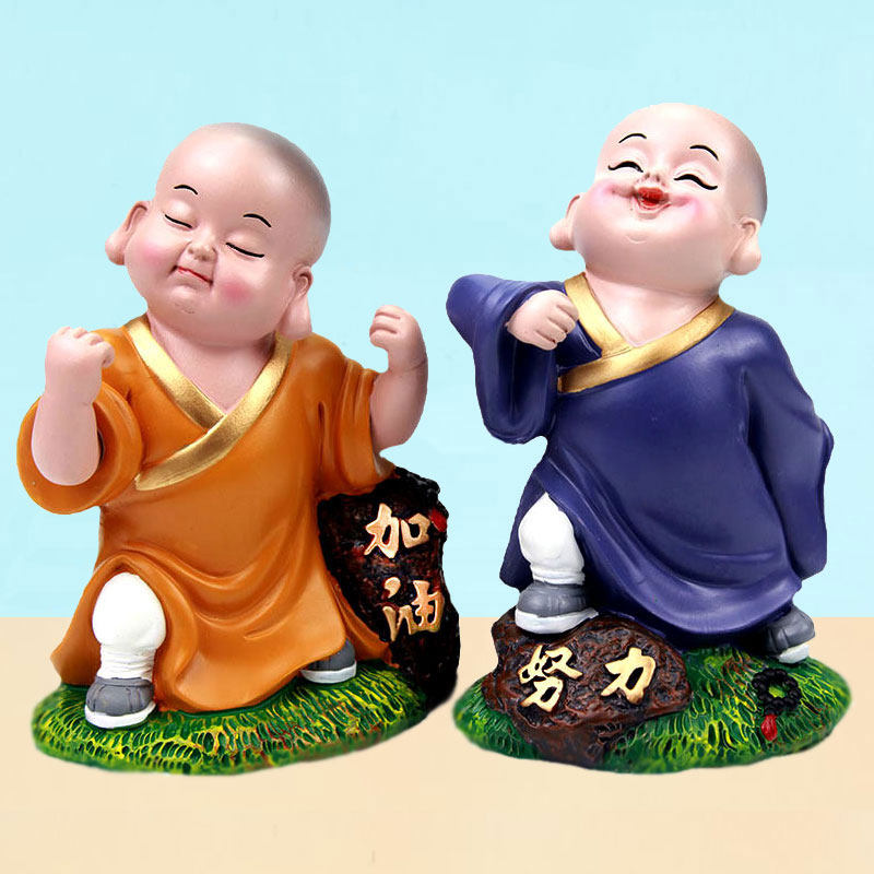 小和尚摆件可爱小沙弥禅意书房客厅酒柜办公室桌面装饰品家居摆设