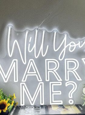 led柔性霓虹灯发光字定制 marry me婚礼婚庆表白求婚网红顺丰包邮