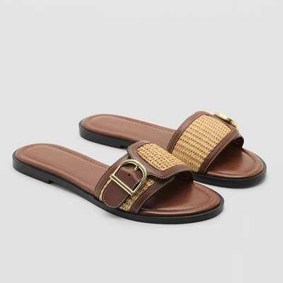 编织拖鞋女外穿夏平底沙滩凉拖鞋