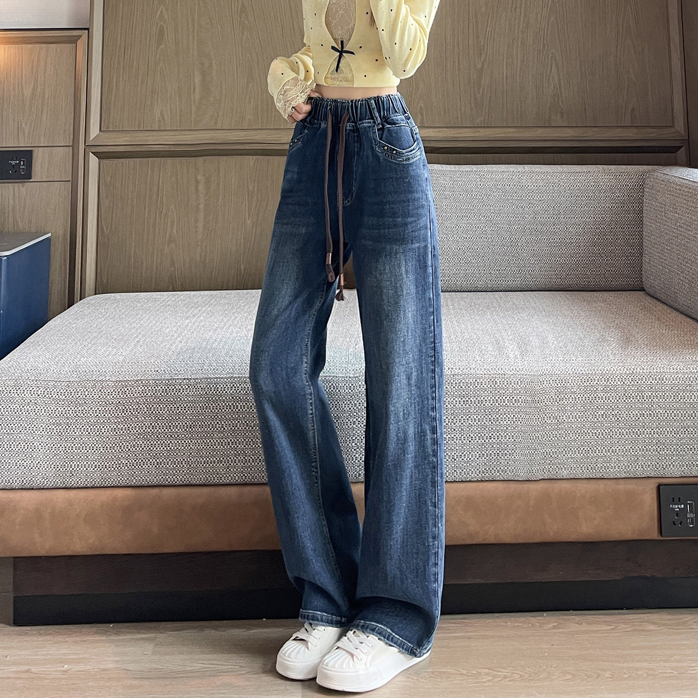 2026秋新款小个子阔腿牛仔裤女