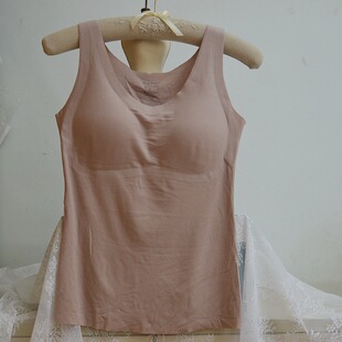 外贸日单氧气裸感内衣背心带胸垫免穿胸罩无痕无钢托包裹自然隆胸