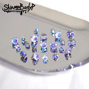 Shinma玫瑰花园玫瑰切锆石耳钉超闪绝美精致耳骨钉钛合金耳蜗钉