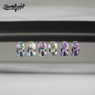 Shinma 八方花朵超闪锆石耳钉可爱甜美精致钛合金耳骨钉 泡泡钻