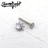 ShinmaF 136钛合金纯白锆石猫爪耳钉耳骨钉唇钉内螺纹甜美可爱