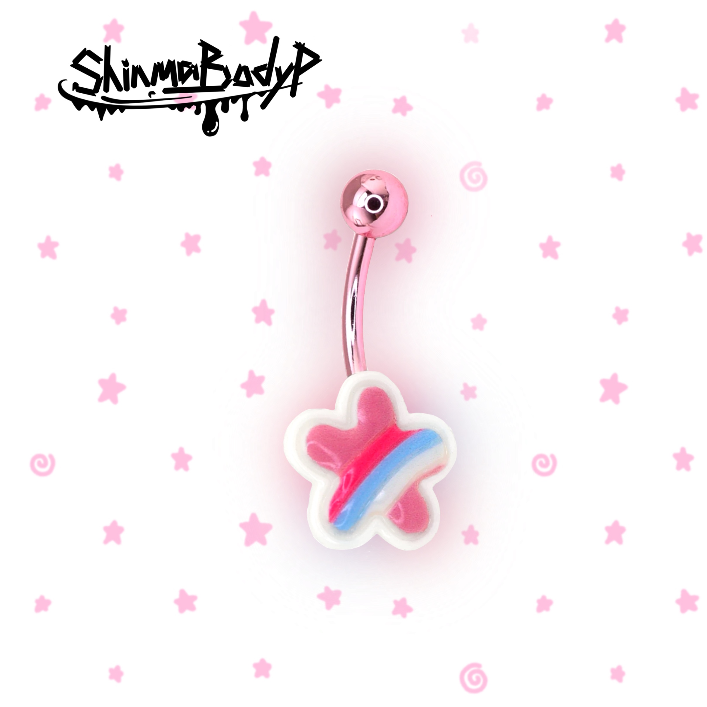 shinmna日月可爱樱花新款肚脐钉