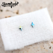 雕刻十字星星甜美小众F Shinma 星芒 136钛合金耳钉耳骨钉唇钉