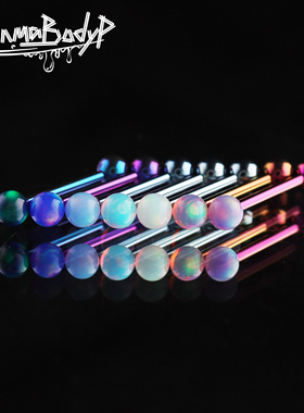 Shinma F-136钛合金火彩澳宝系列内螺纹幻彩舌钉舌环亚比穿刺