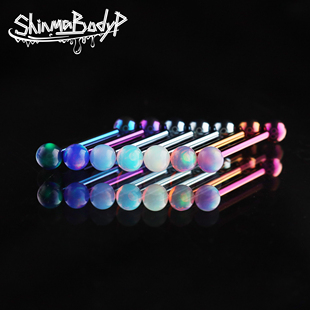 Shinma 136钛合金火彩澳宝系列内螺纹幻彩舌钉舌环亚比穿刺