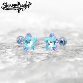 136钛合金五角星星蓝色冬季 Shinma 可爱甜美耳钉耳骨钉穿刺