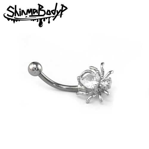 Shinma钛钢镶钻蜘蛛小众眉钉