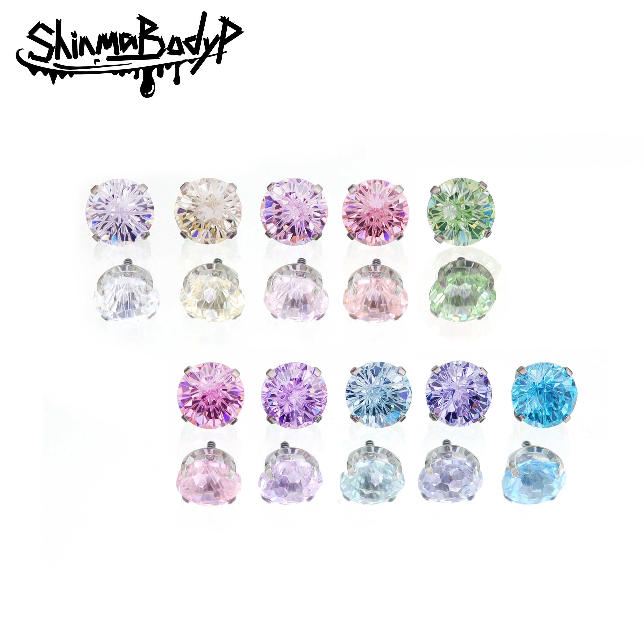 Shinma 爆闪烟花锆石F-136钛合金耳钉小众超仙少女耳骨钉耳环耳饰
