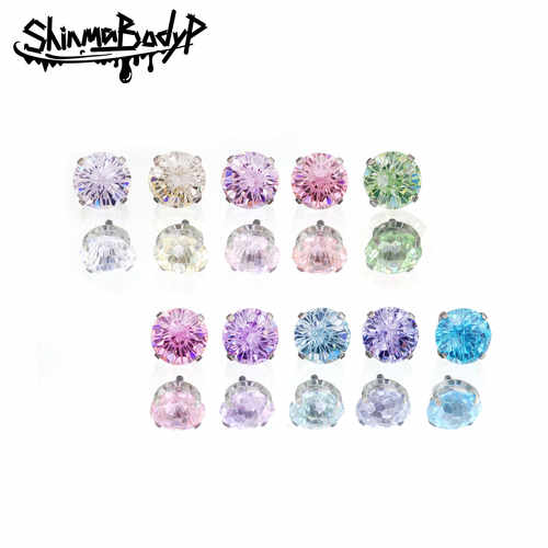 Shinma爆闪烟花锆石钛合金耳钉