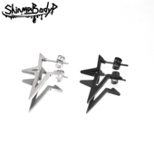 Shinma钛钢五角星耳钉耳骨钉暗黑色银色亚比朋克穿刺耳饰