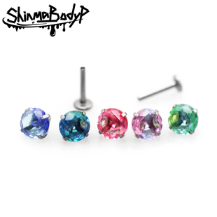 Shinma 136钛合金变色渐变晕染碧玺宝石内螺纹唇钉耳钉耳骨穿刺