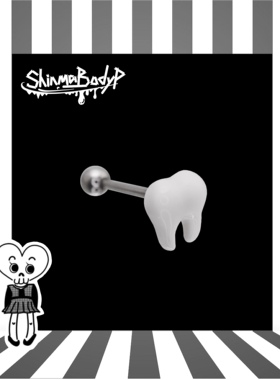 Shinma【牙牙】可爱亚比万圣节新品牙齿智齿白色螺纹舌钉舌环穿刺