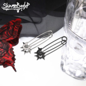 Shinma钛钢银黑色铆钉别针耳环耳扣亚比暗黑穿刺耳饰个性 小众