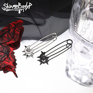 小众 Shinma钛钢银黑色铆钉别针耳环耳扣亚比暗黑穿刺耳饰个性