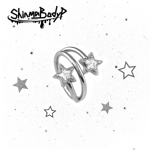 Shinma钛钢双星锆石双层卡扣环
