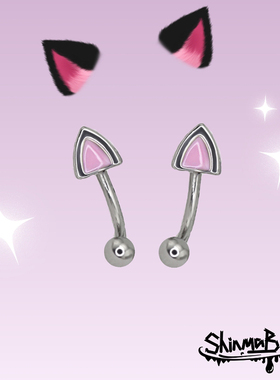 Shinma 爱宠日记猫猫耳朵眉钉rook钉可爱小猫穿刺饰品