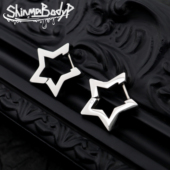 Shinma简约五角星星耳环钛钢卡扣中性镂空星耳扣耳骨钉穿刺饰品